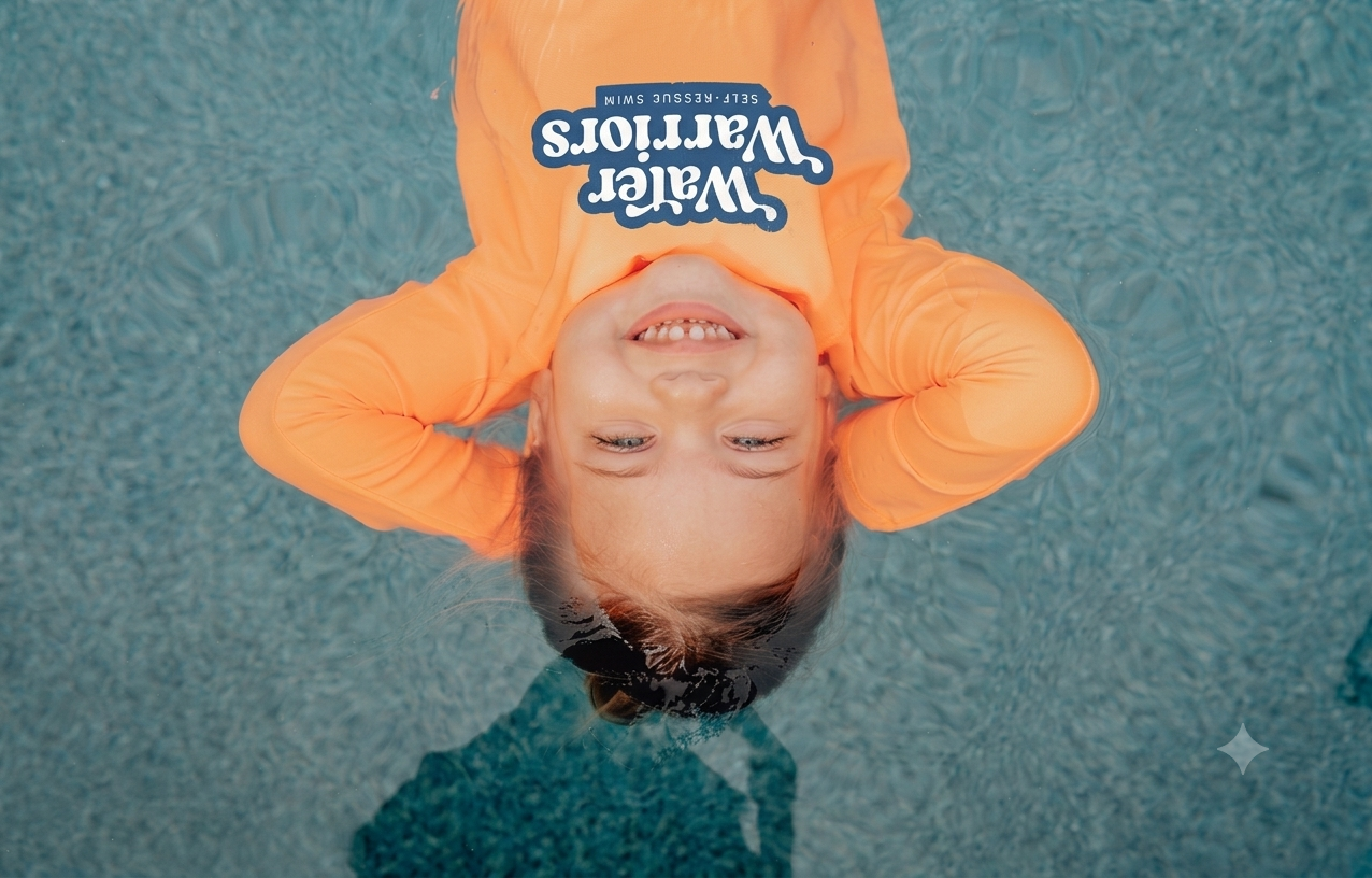 Child floating face up