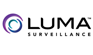 LUMA Surveillance logo with purple and teal circular design and black background