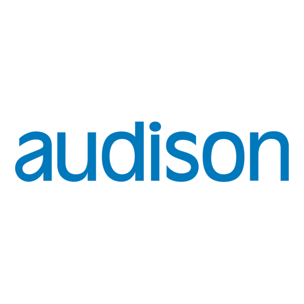 Audi logo with the word 'audison' in blue letters.