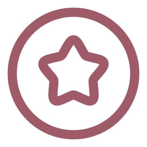 Icon of a star enclosed in a circle, representing a badge or award.