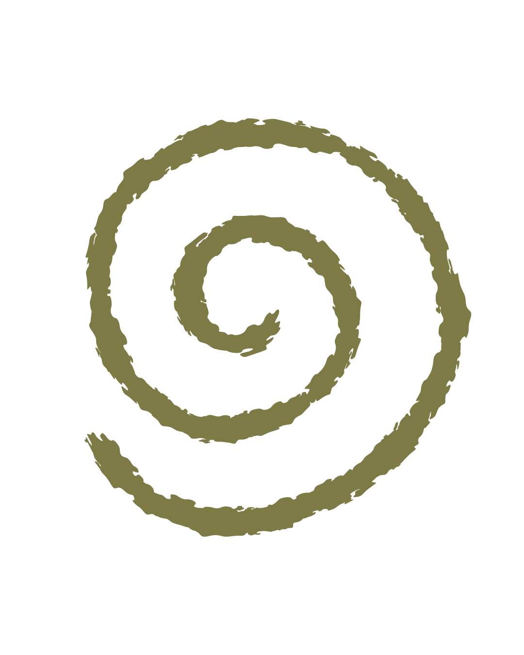 Eine schwarze Hintergrund mit einer großen, stilisierten, hellgrünen Spirale in der Mitte.