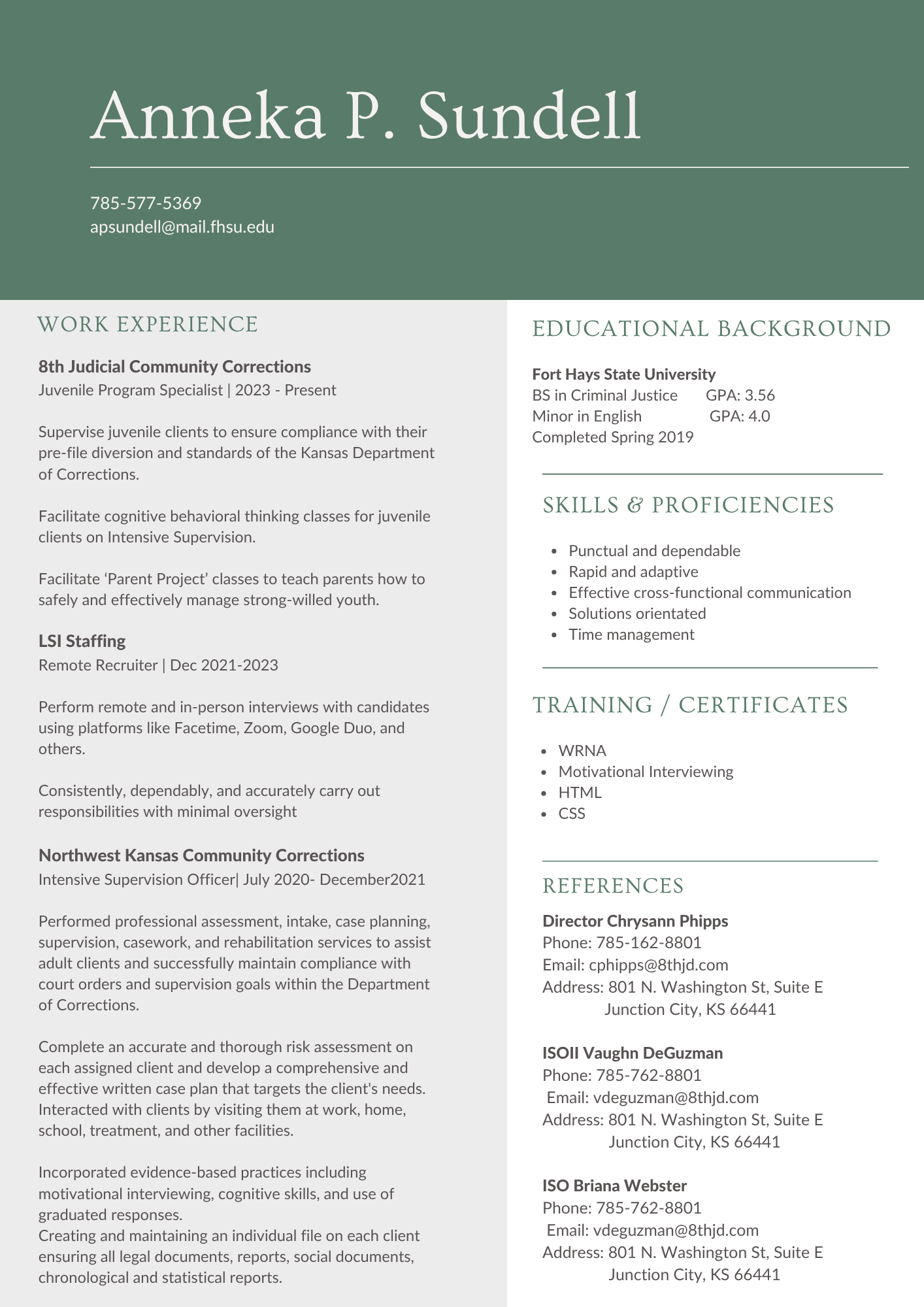 anneka sundell's resume