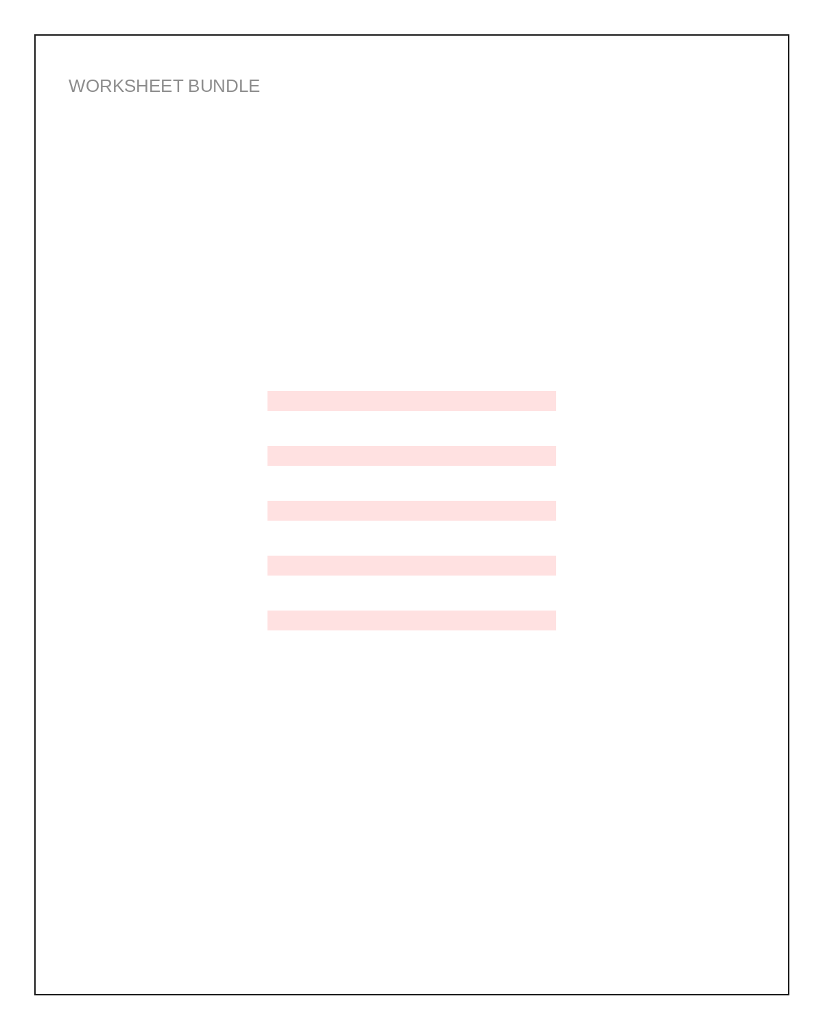 Worksheet Bundle