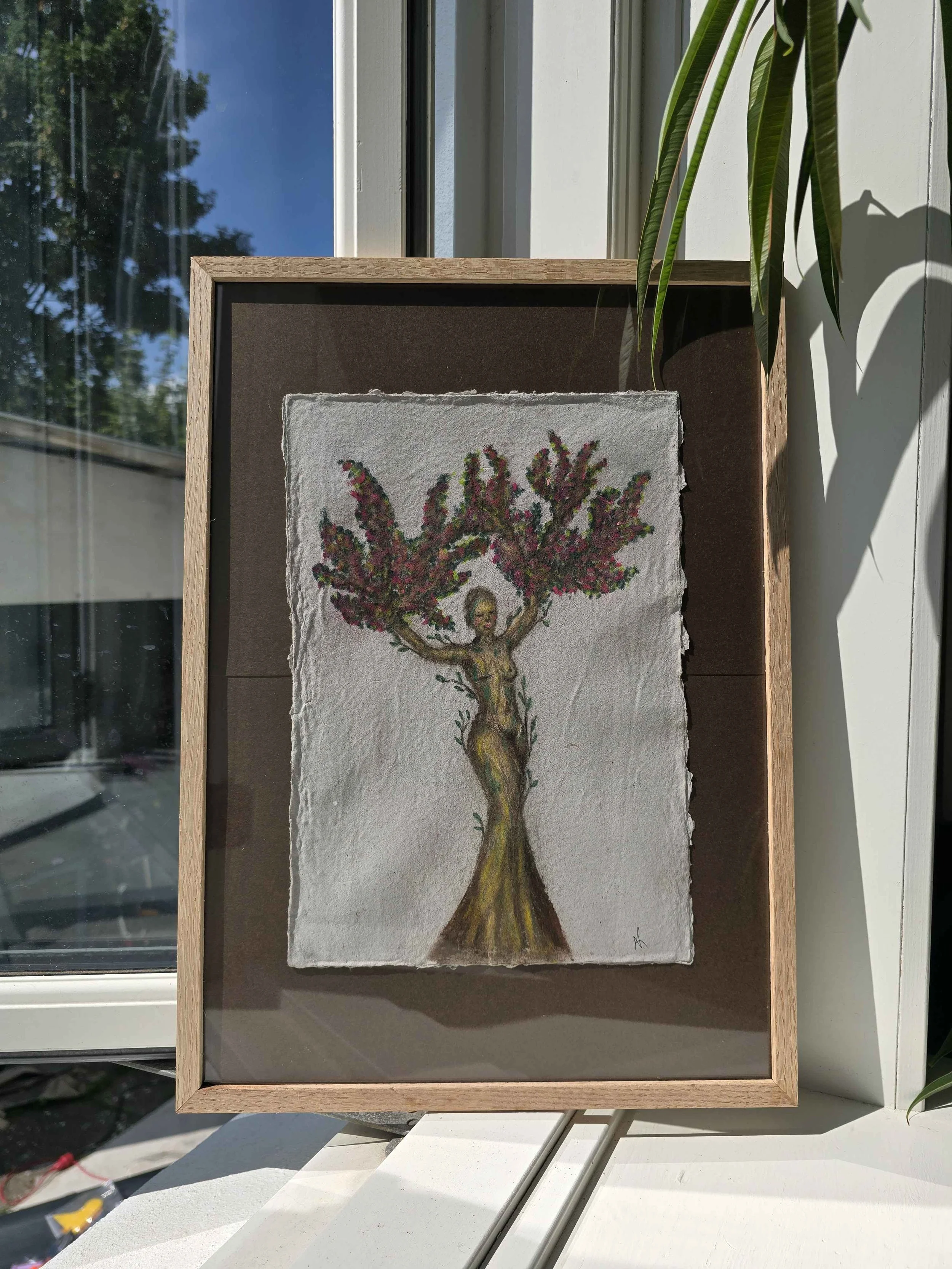 ''Nydannelse'', pastel på hjemmelavet papir, doneres til Stafet for Livet, for kræftens bekæmpelse