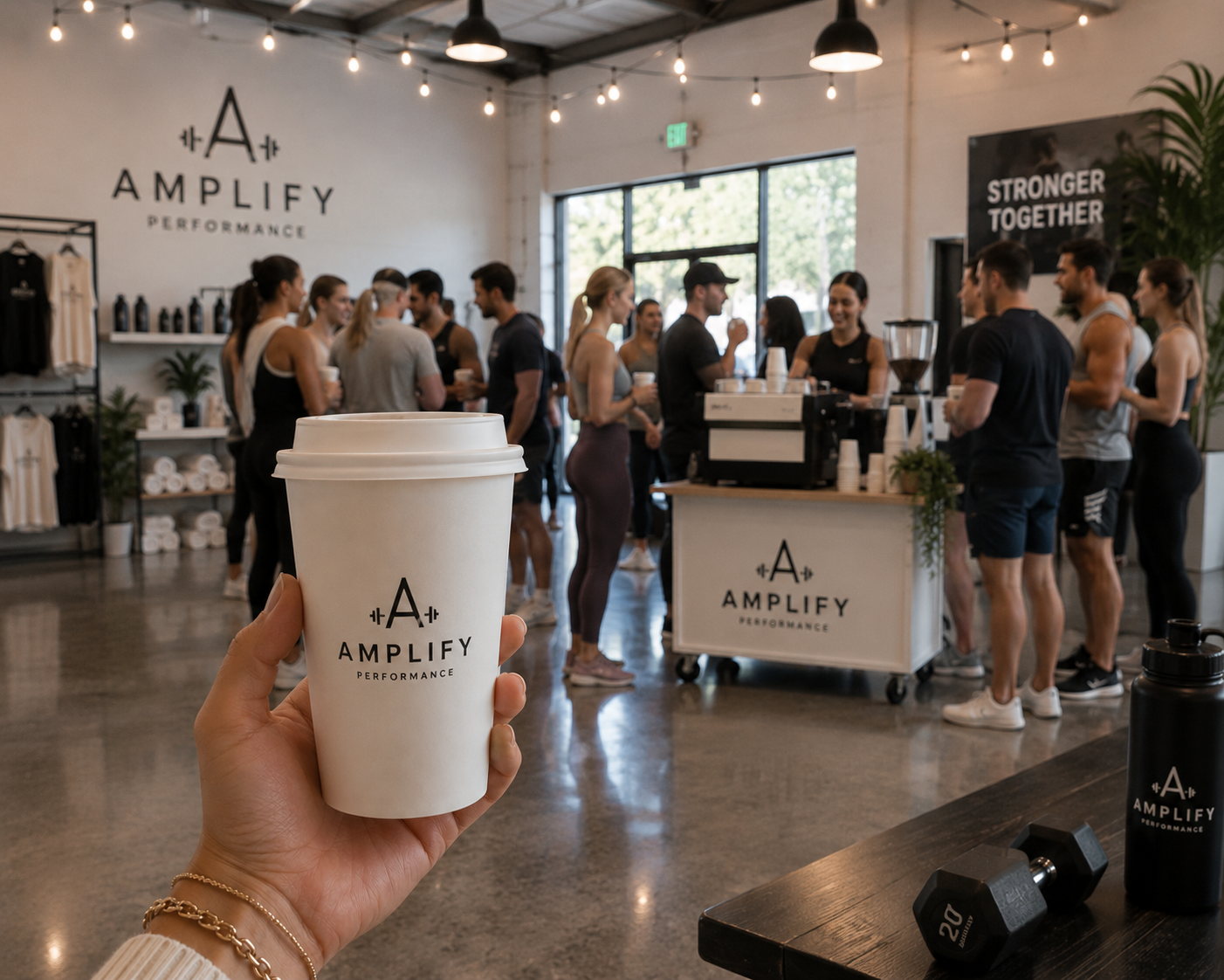 Coffee catering at a brand activation and promotional event for a new fitness retail company.