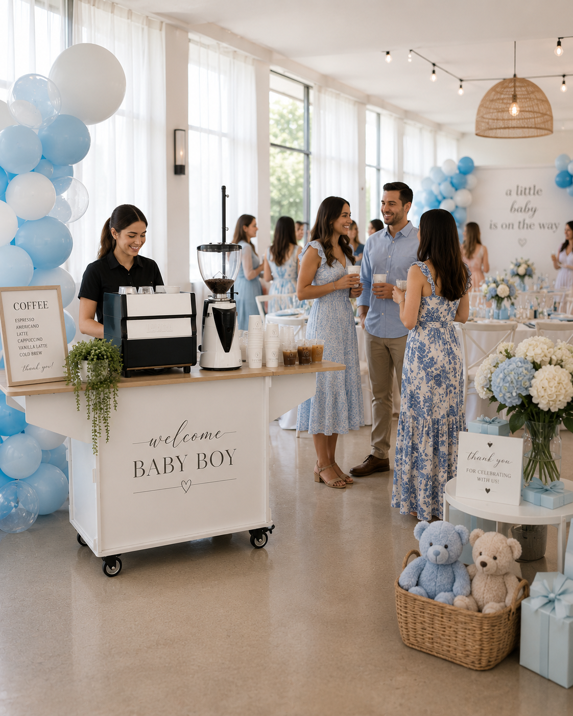 Custom espresso catering for a private baby shower in Tampa, Florida.