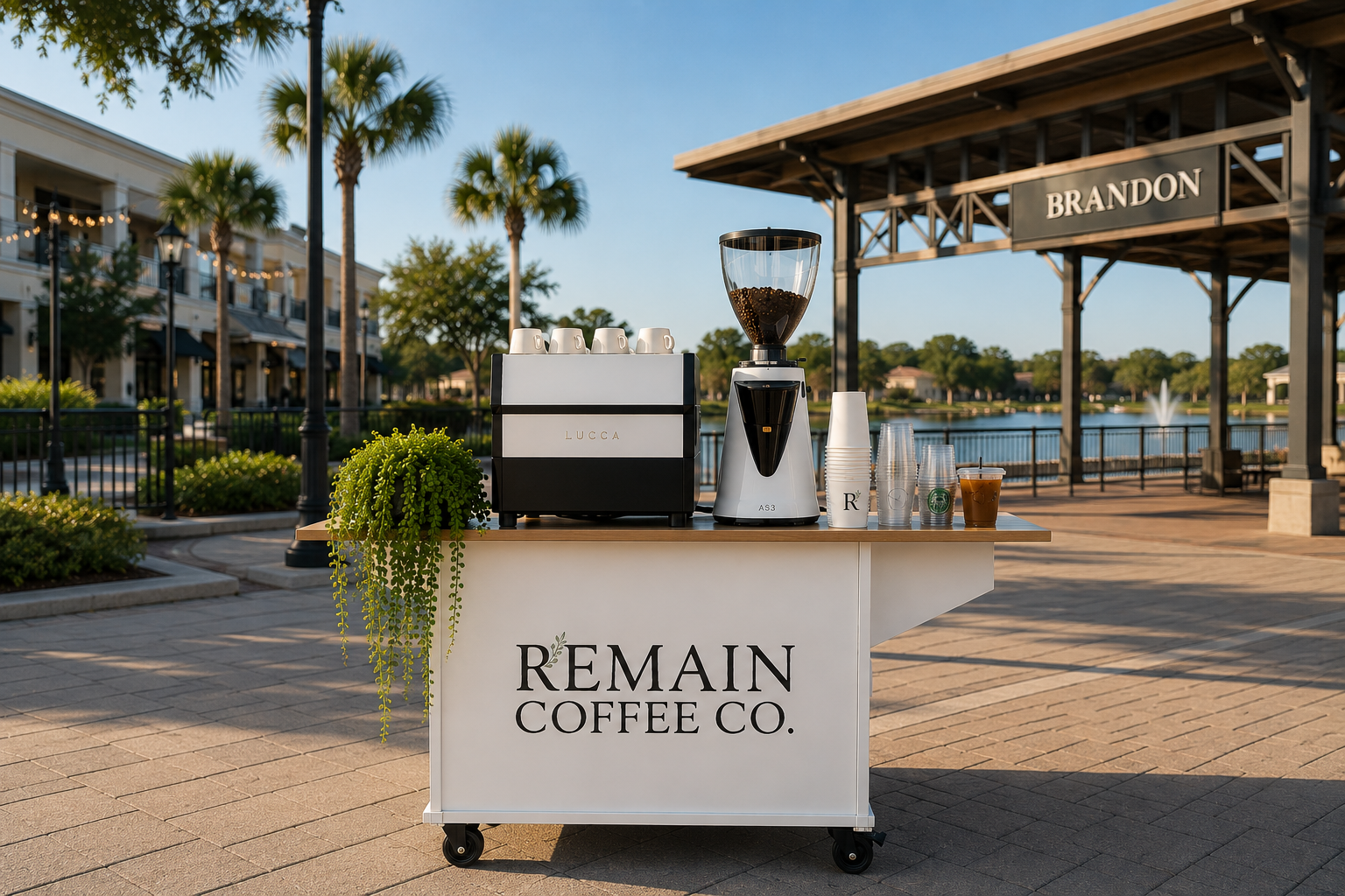 mobile coffee cart set up for events in Brandon, Florida