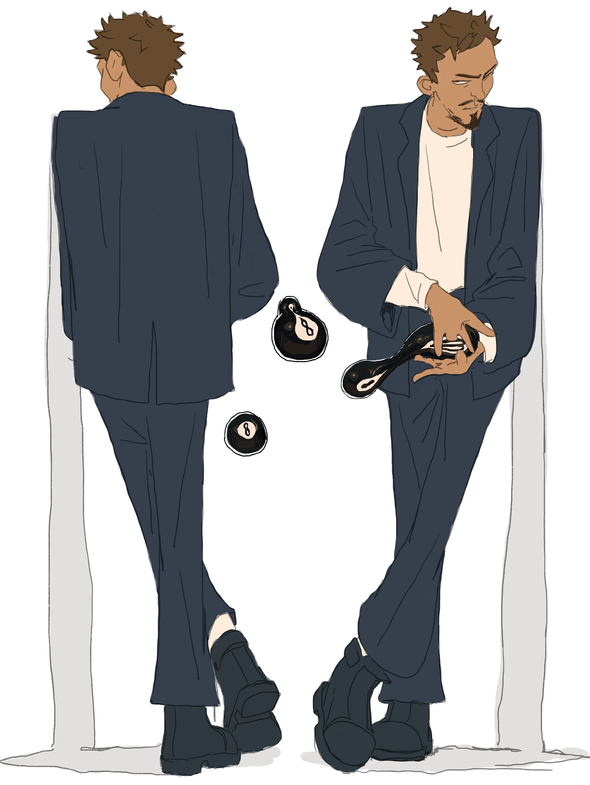 The 8-ball Man. 

Character sheet

#characterdesign #8ball #dragon #sketch 

Alright, Get comfy kids lemme tell u a story about the 8-ball man

&ldquo;Nobody knows how he does it, Maybe it&rsquo;s some alchemy or black magic, beats me. point is he&rs