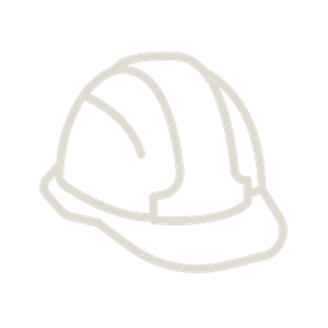 Line drawing of a construction helmet.