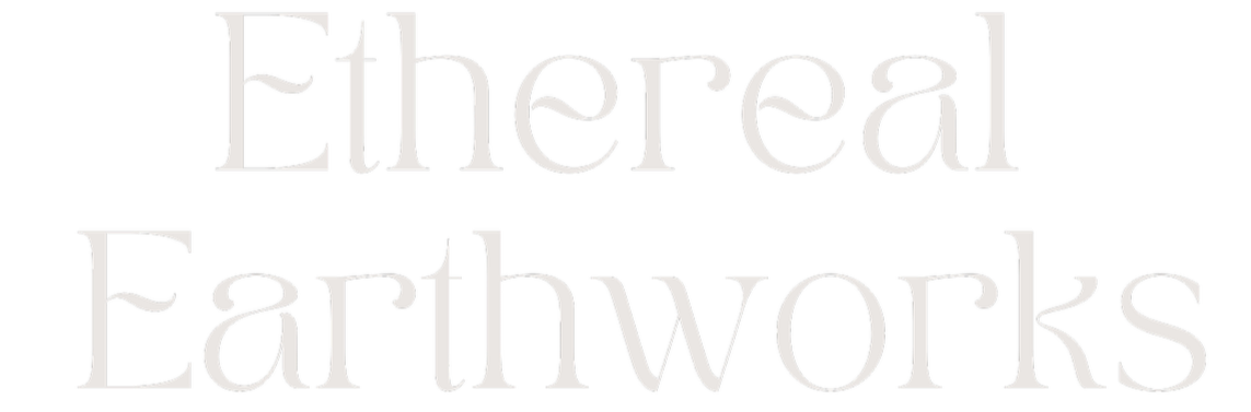 Text on a black background reads 'Ethereal Earthworks' in large, stylized gray font.