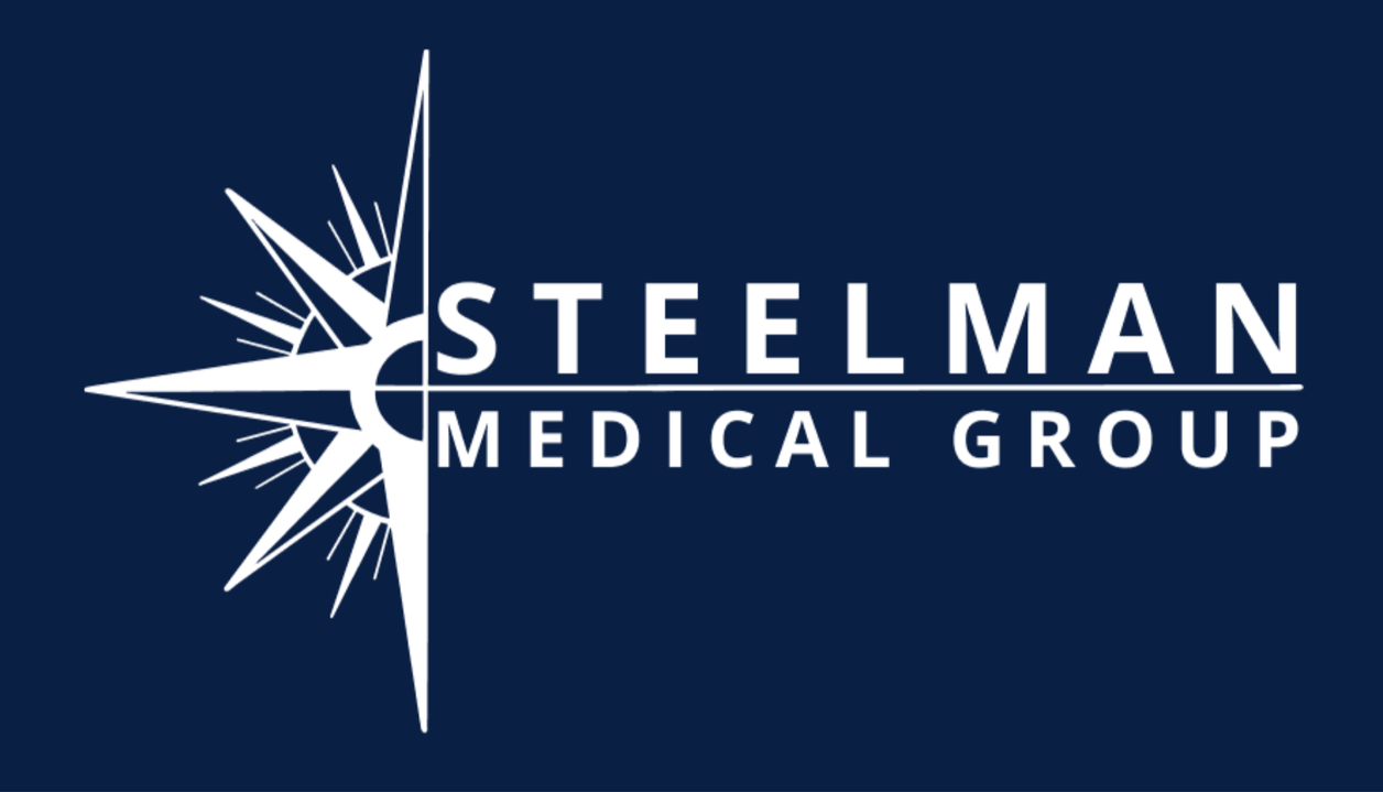 Logo of Steelman Medical Group with a compass rose design on a navy blue background.