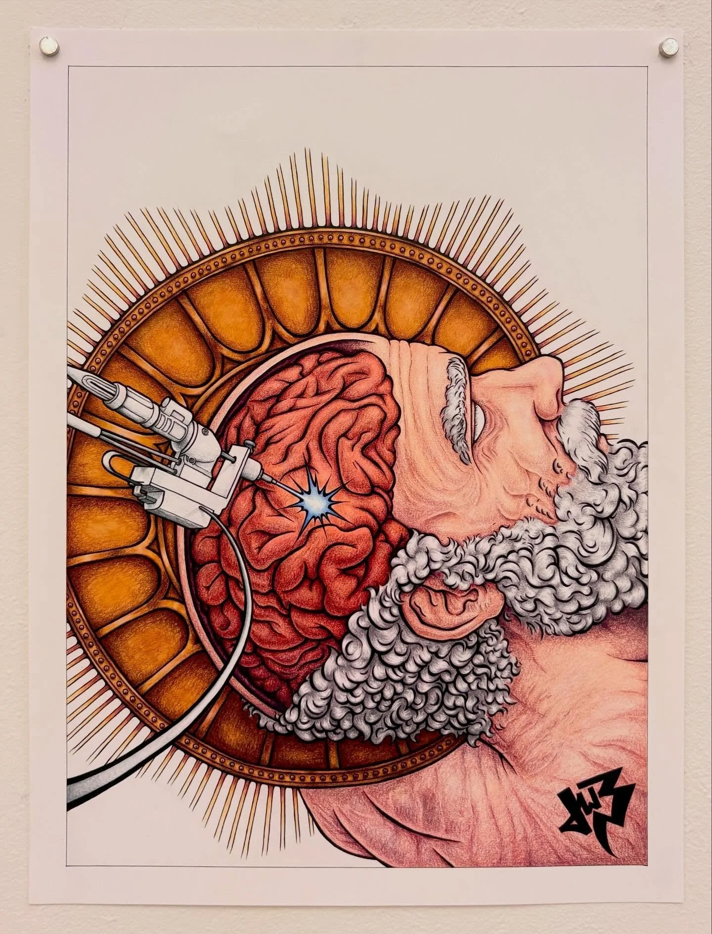 Minimally Invasive (2026)
18 x 24&rdquo;
Colored Pencils, Alcohol Markers, and Micron Pens

Is all progress good progress? What things should we choose to revere? What things do we let invade our spaces?

The second art work I made for the @nyartspro