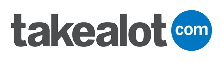 Takealot.com logo with black text and a blue circle