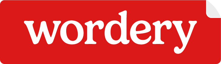 Red background with the white text 'wordery' in lowercase letters.
