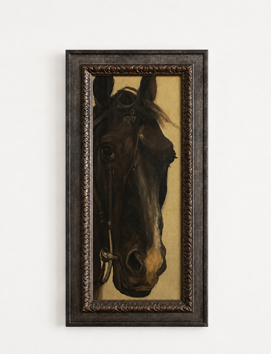 Blue/Grey Vintage Frame - Black Horse Head Study
