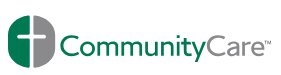 CommunityCare logo with a green cross and the text 'CommunityCare'