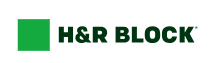 H&R Block logo with green square and text
