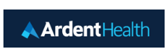 Ardent Health logo with blue and white text and geometric icon
