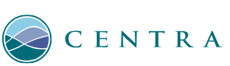 Logo with a circular emblem featuring waves and the text 'CENTRA'