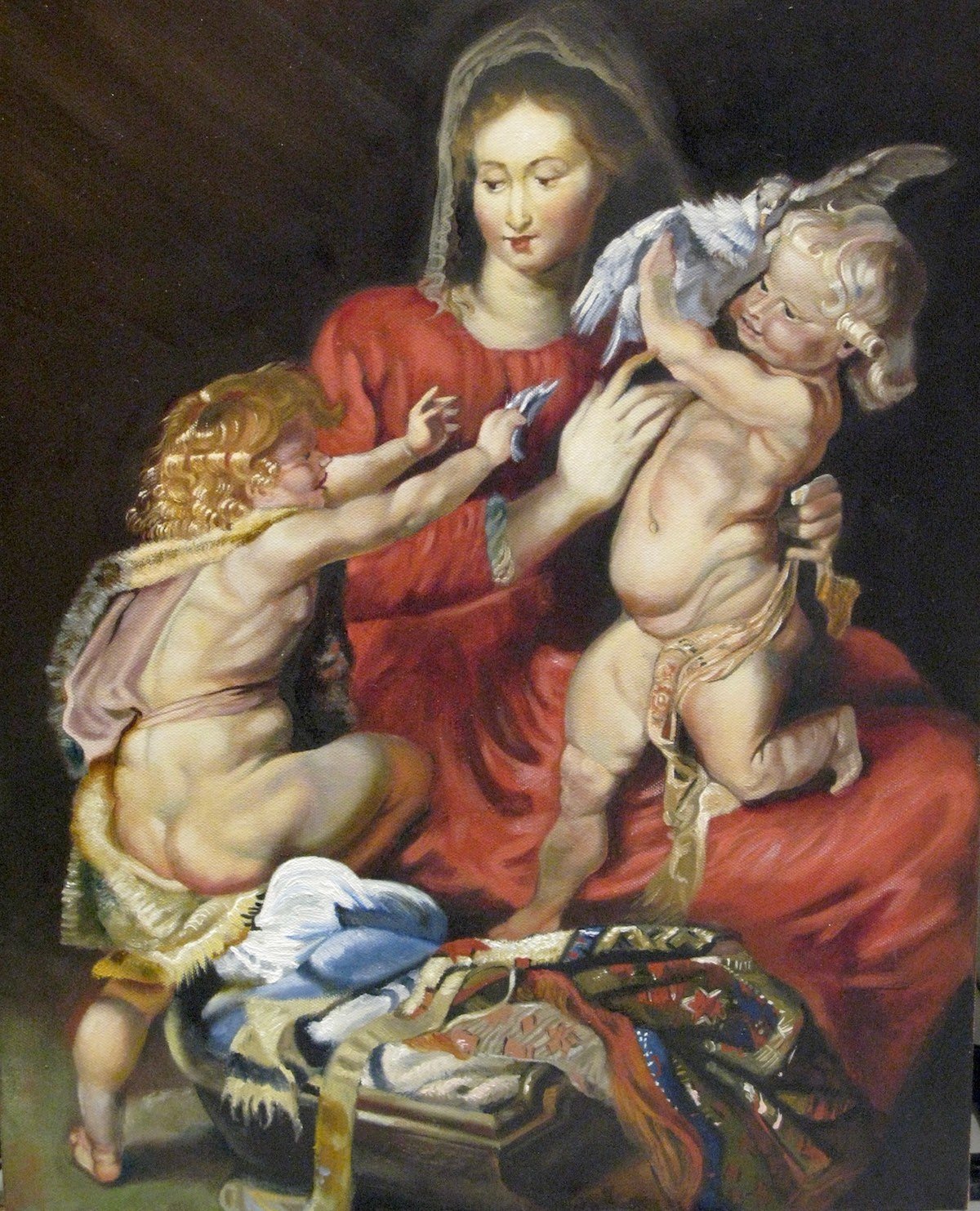 The Holy Family; copy after Rubens, 16” x 24”
