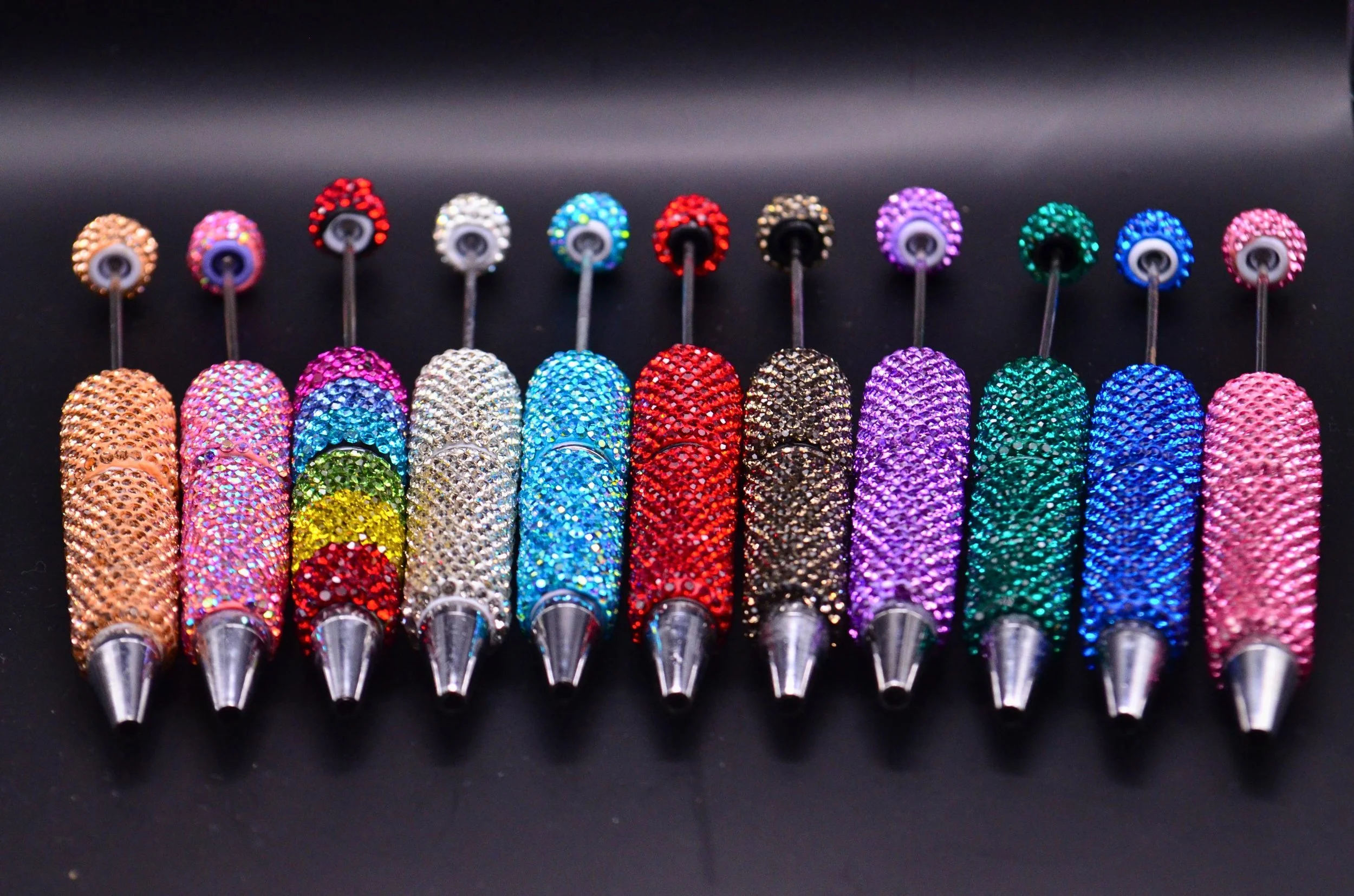 Beadable Rhinestone Pen • Champagne Bling Barrel • DIY Beaded Pen Supply