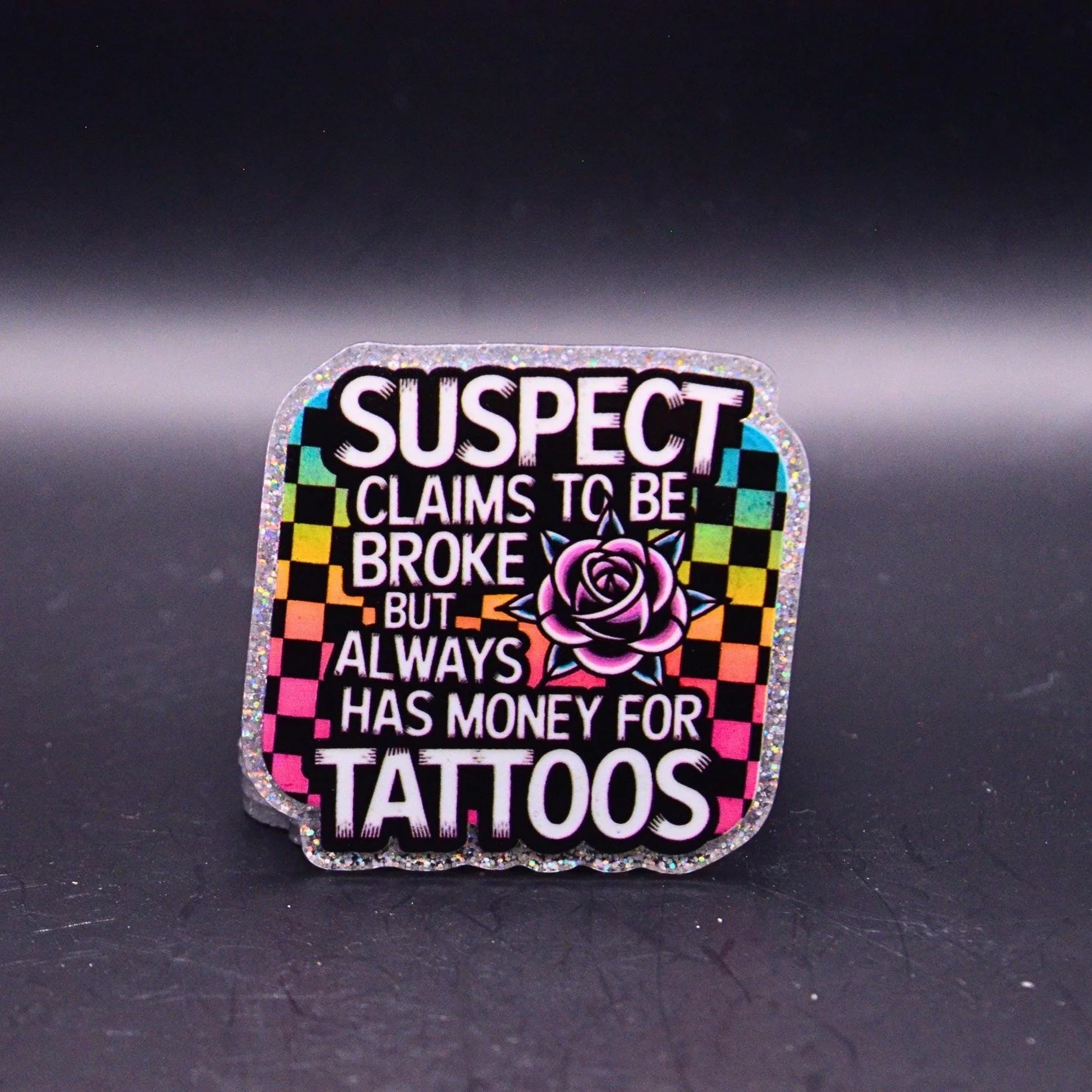 Acrylic Flatback Cabochon • “Suspect Claims…” • 48mm x 48mm • 1pc