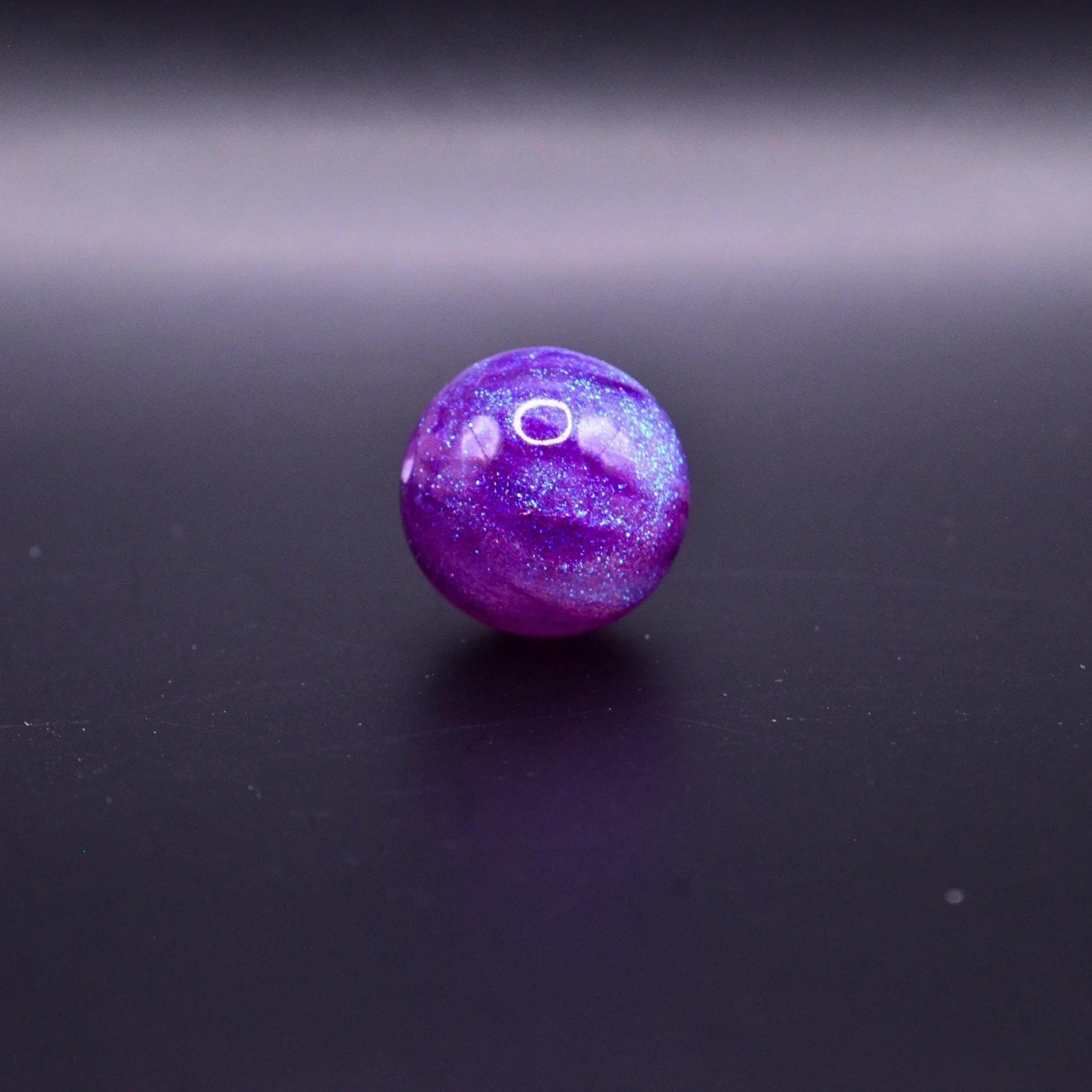 16mm Resin Galaxy Beads • Glitter Shimmer Round Beads • Eggplant Purple • 10pc Set