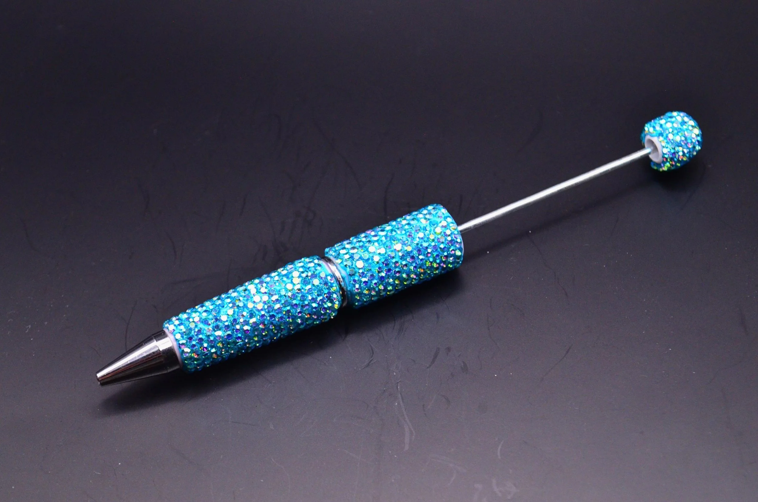 Beadable Rhinestone Pen • Champagne Bling Barrel • DIY Beaded Pen Supply