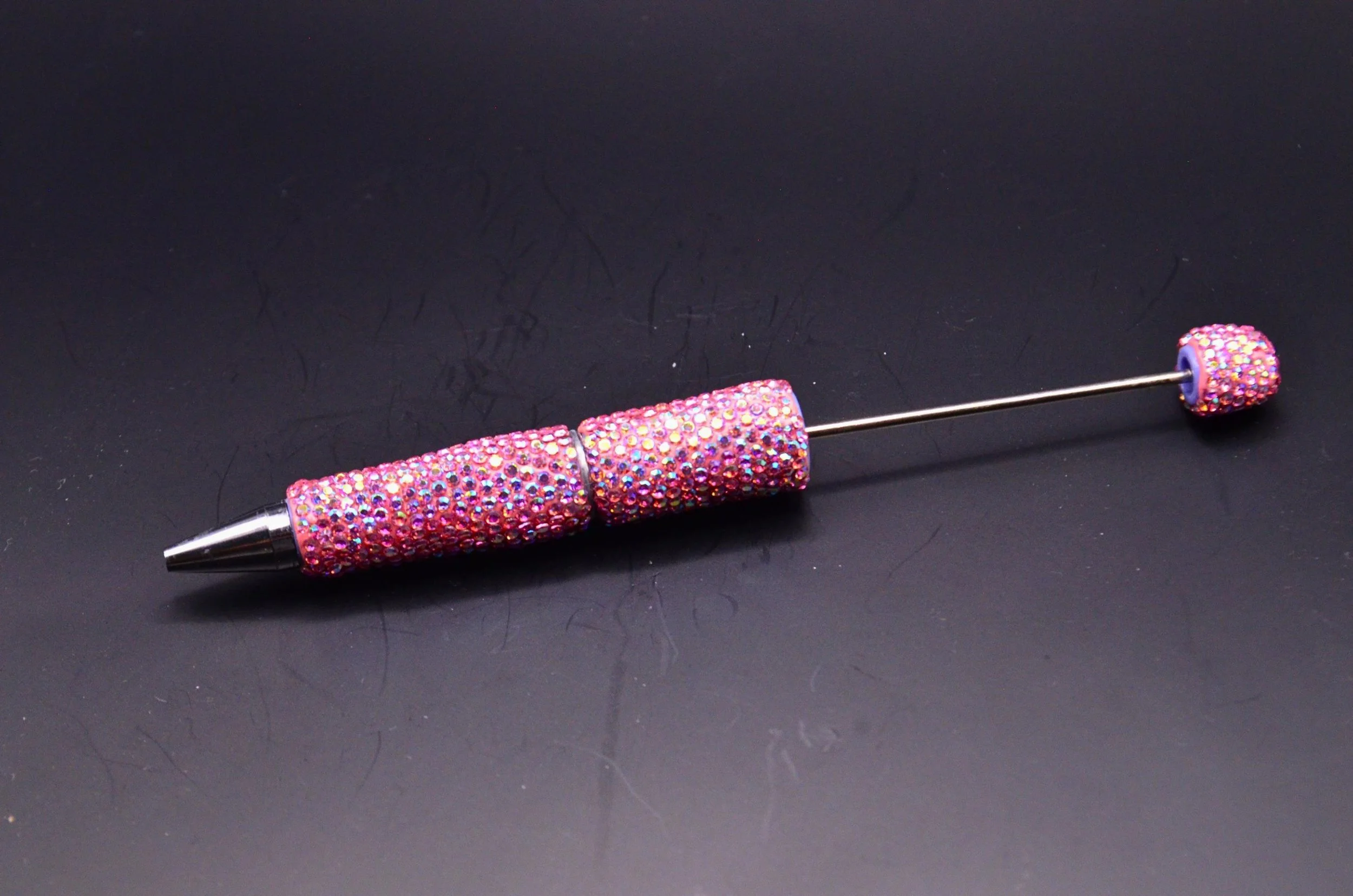 Beadable Rhinestone Pen • Champagne Bling Barrel • DIY Beaded Pen Supply