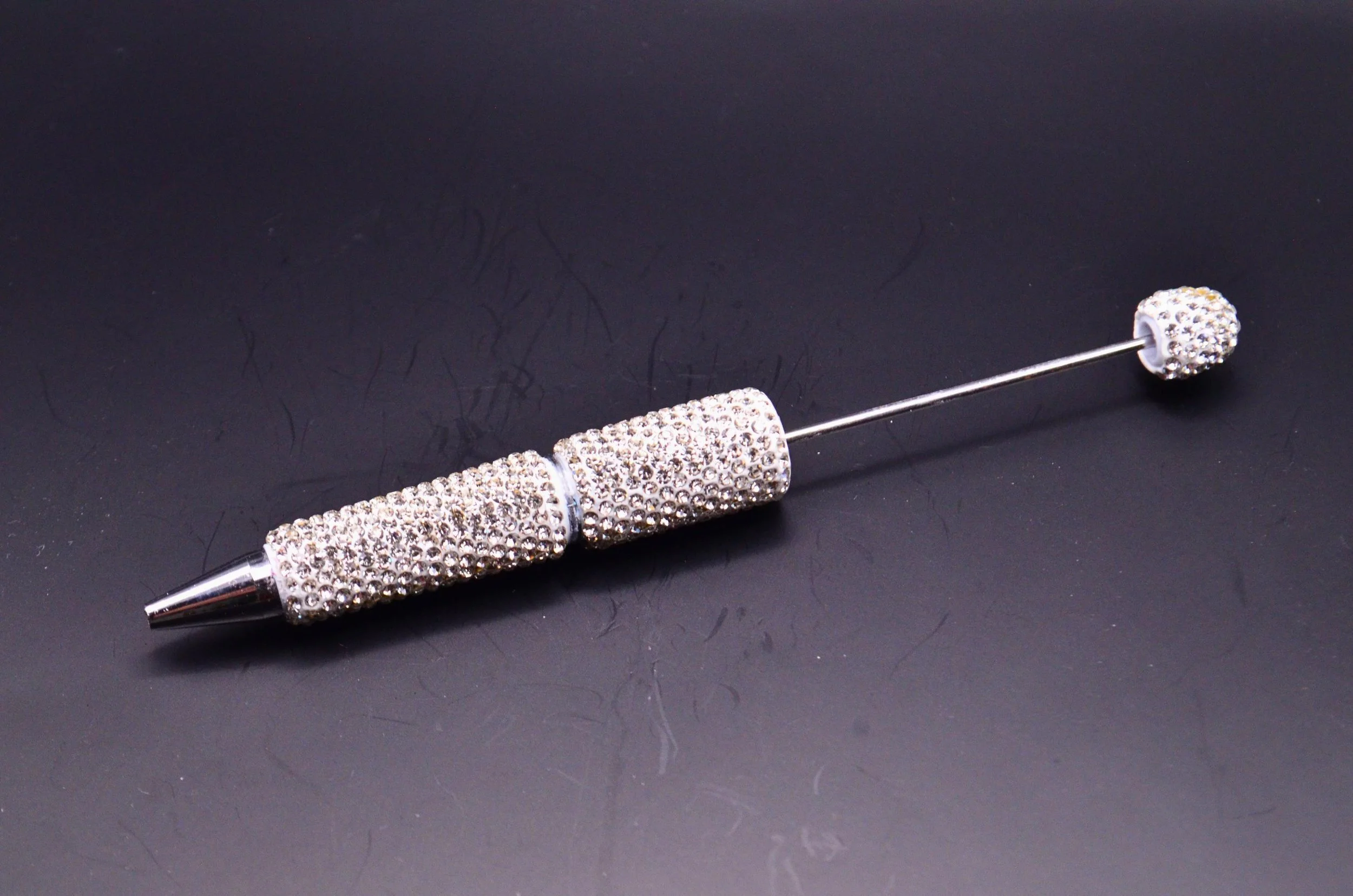 Beadable Rhinestone Pen • Champagne Bling Barrel • DIY Beaded Pen Supply