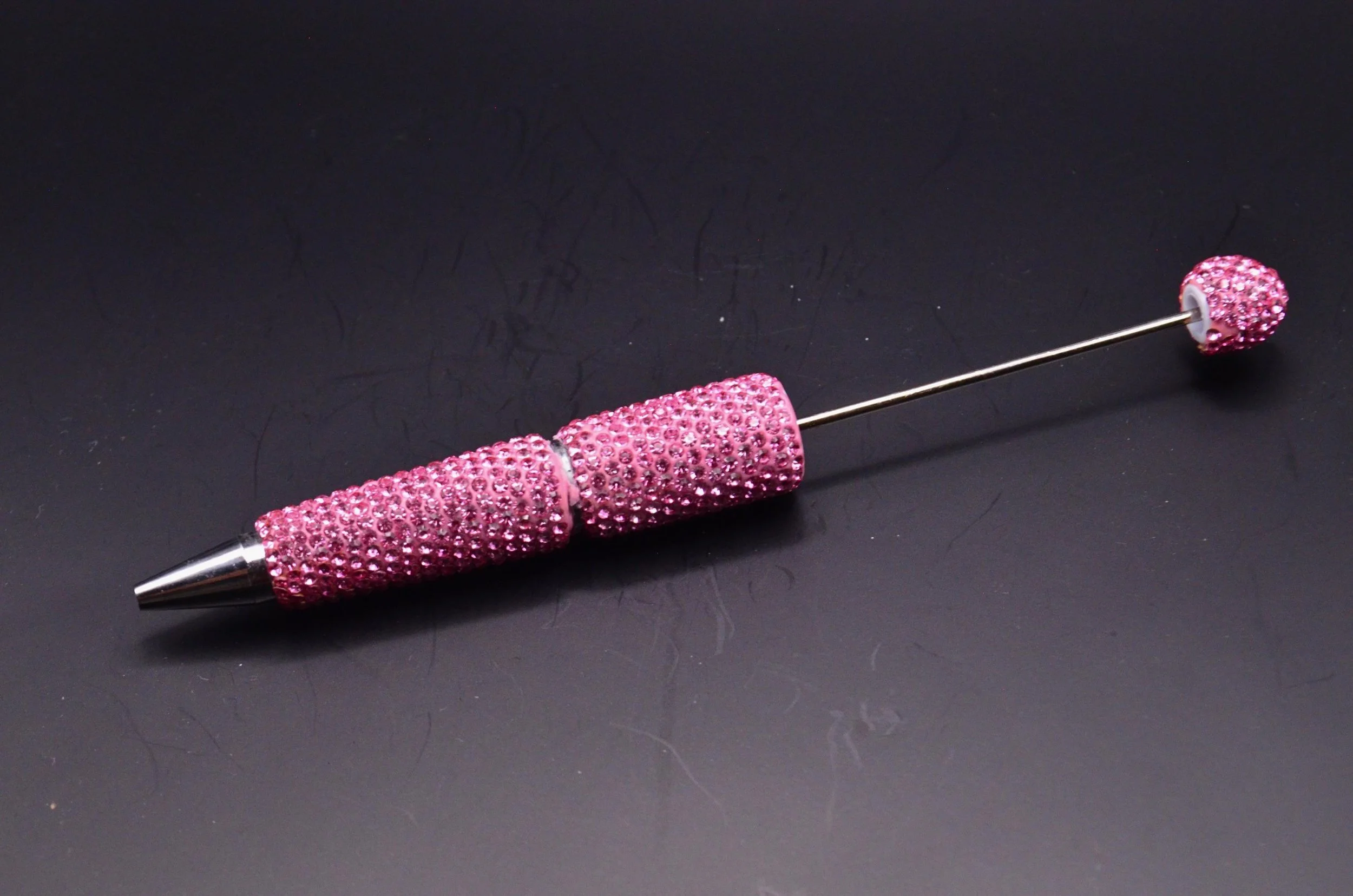 Beadable Rhinestone Pen • Champagne Bling Barrel • DIY Beaded Pen Supply