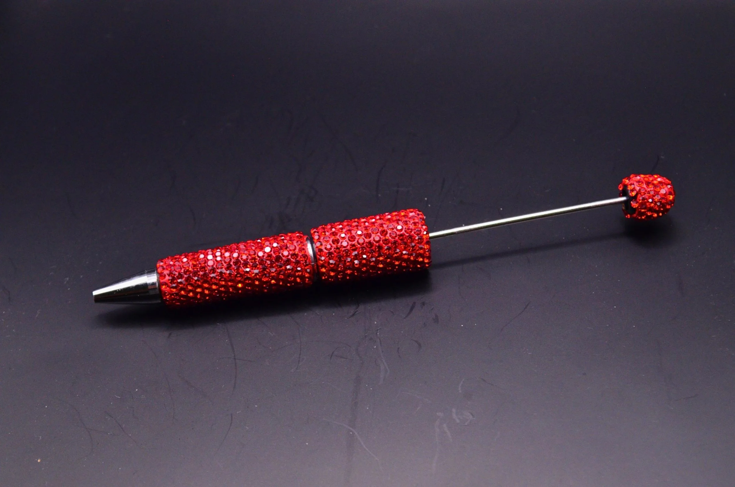 Beadable Rhinestone Pen • Champagne Bling Barrel • DIY Beaded Pen Supply