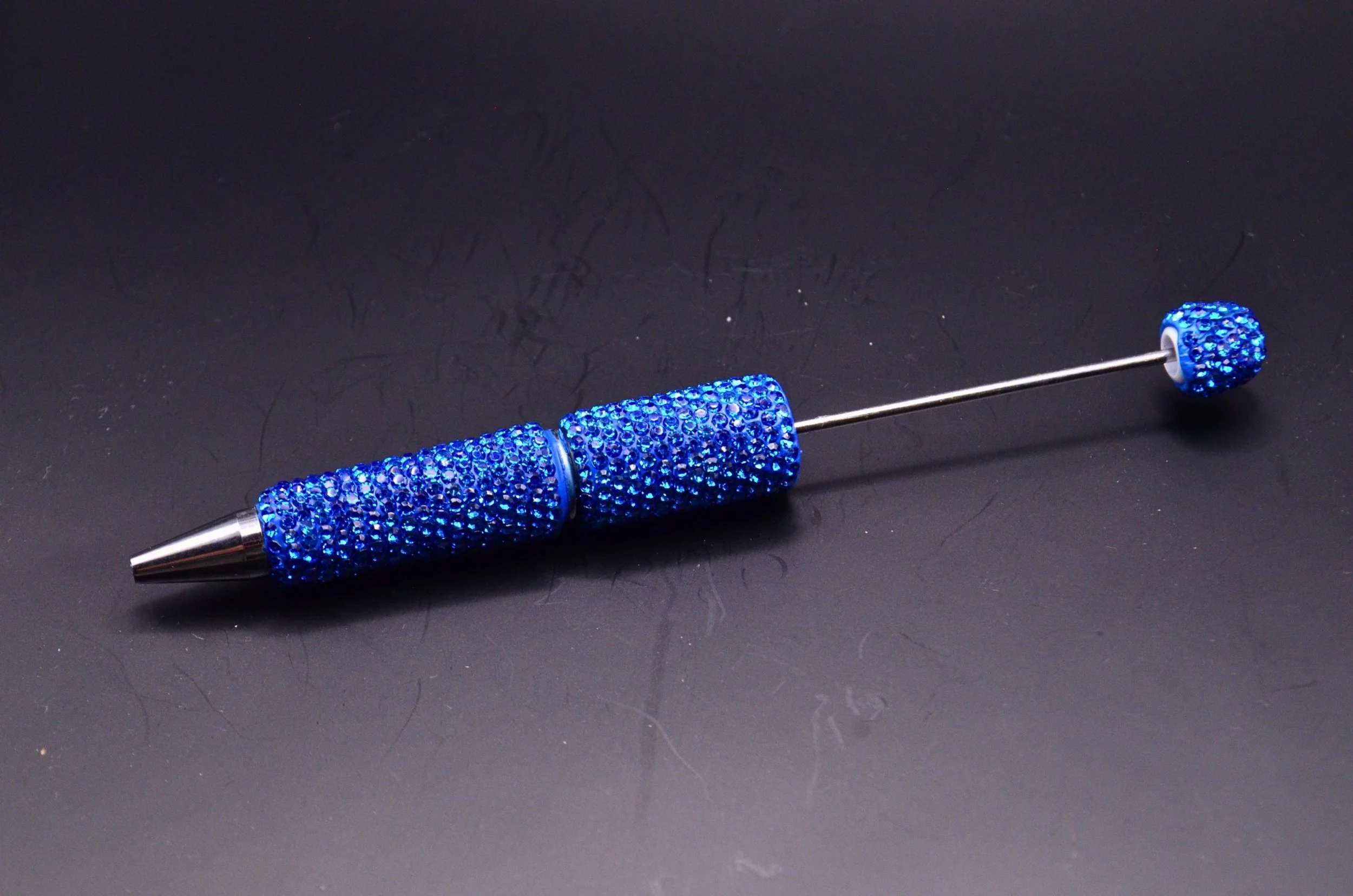 Beadable Rhinestone Pen • Champagne Bling Barrel • DIY Beaded Pen Supply