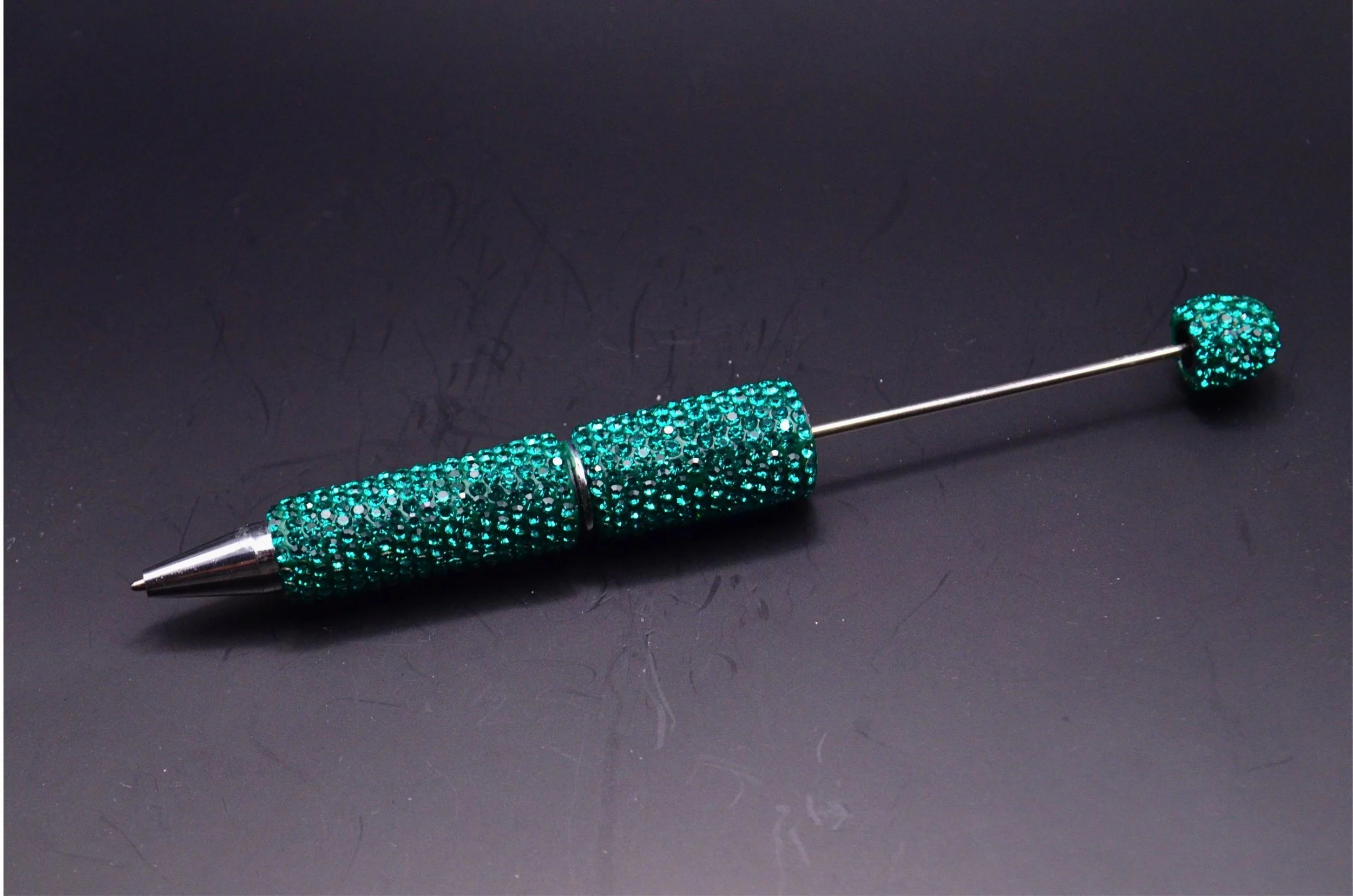 Beadable Rhinestone Pen • Champagne Bling Barrel • DIY Beaded Pen Supply