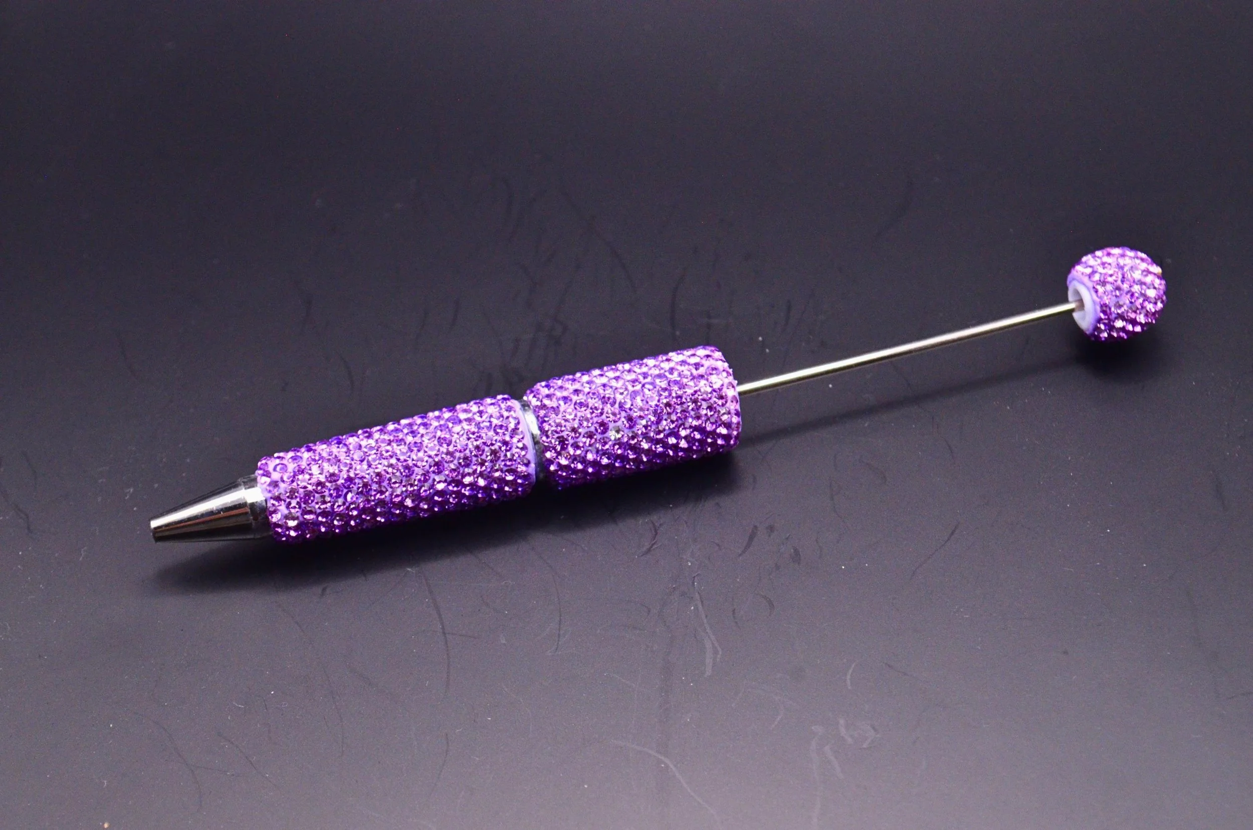 Beadable Rhinestone Pen • Champagne Bling Barrel • DIY Beaded Pen Supply