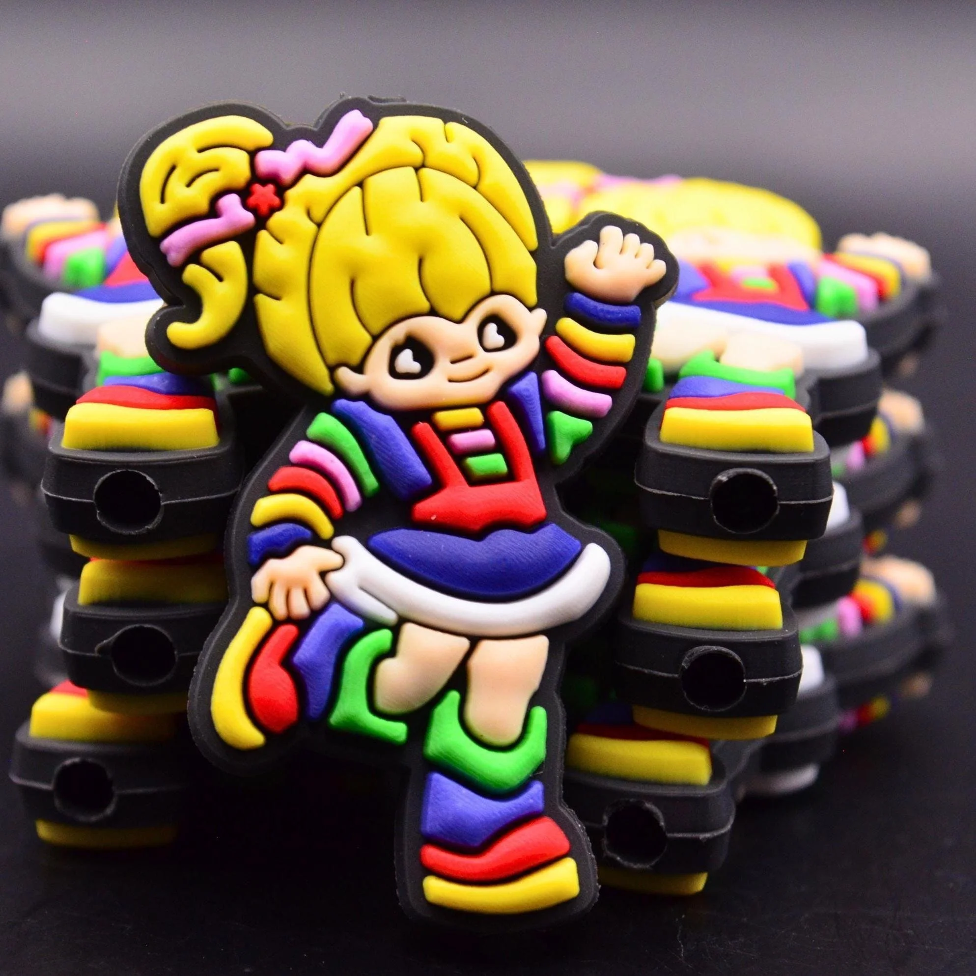 Rainbow Girl Silicone Focal Bead • Pride-Inspired Character Bead • Colorful DIY Craft Supply