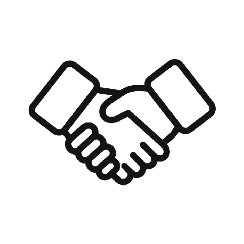 Icon of two hands shaking, representing agreement or partnership.