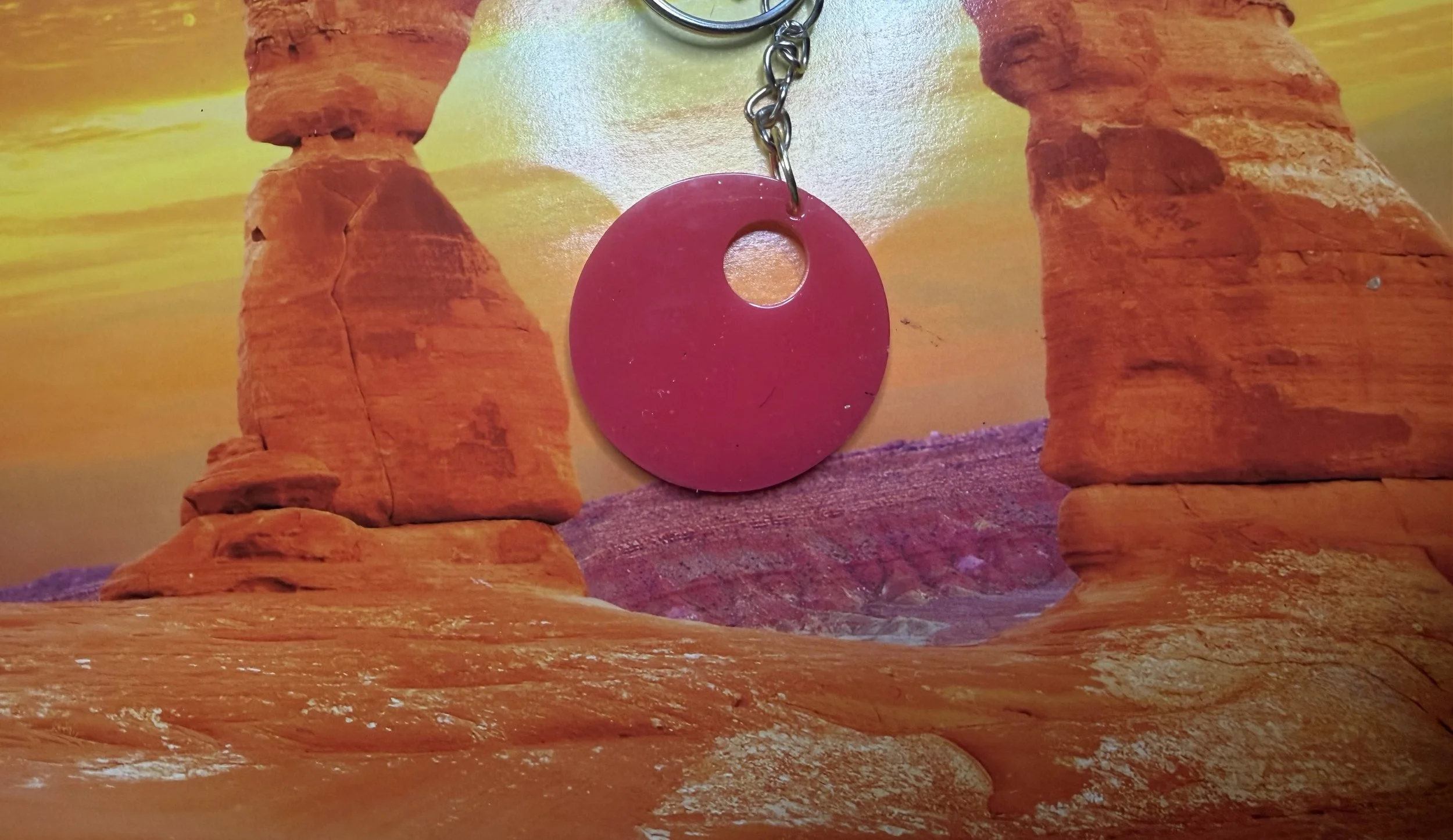 Dark Pink Circle keychain