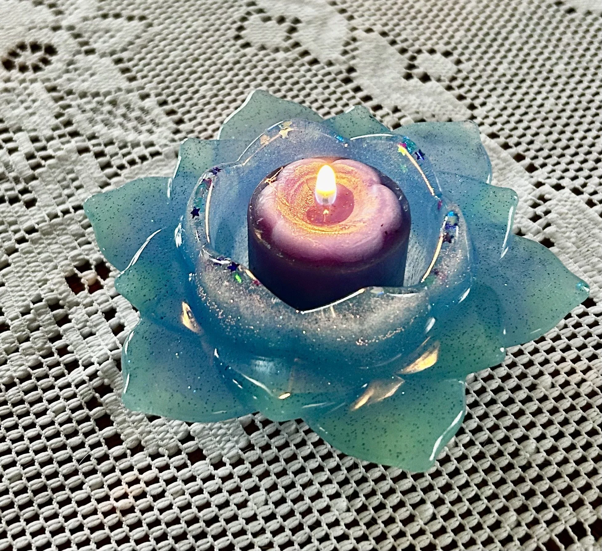 Blue candle holder