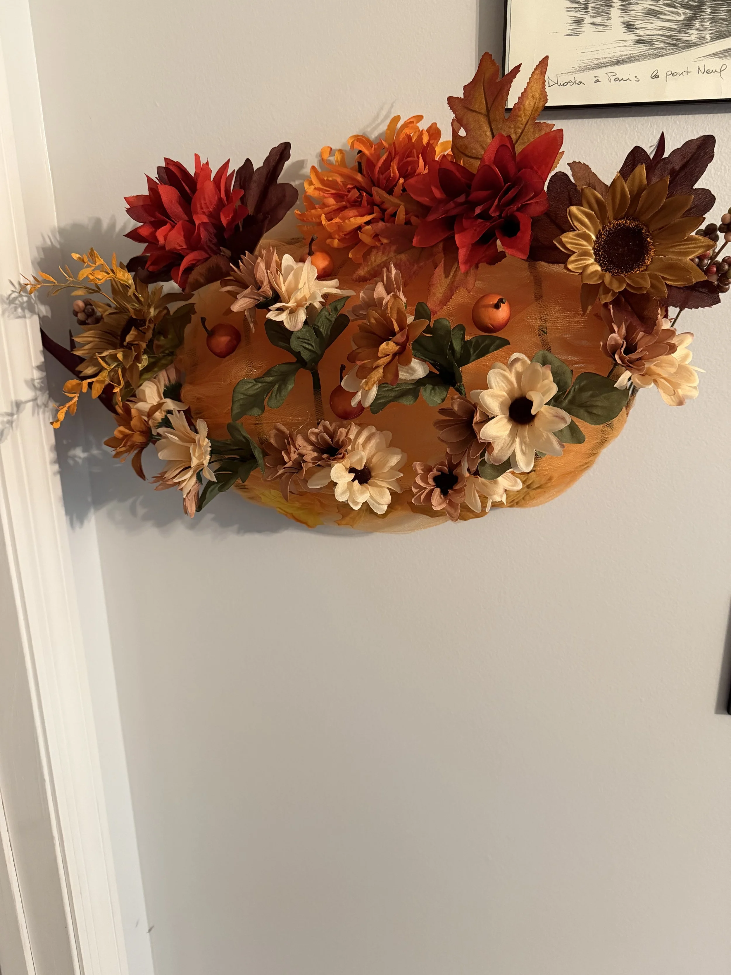 Fall Pumpkin Flower Wreath