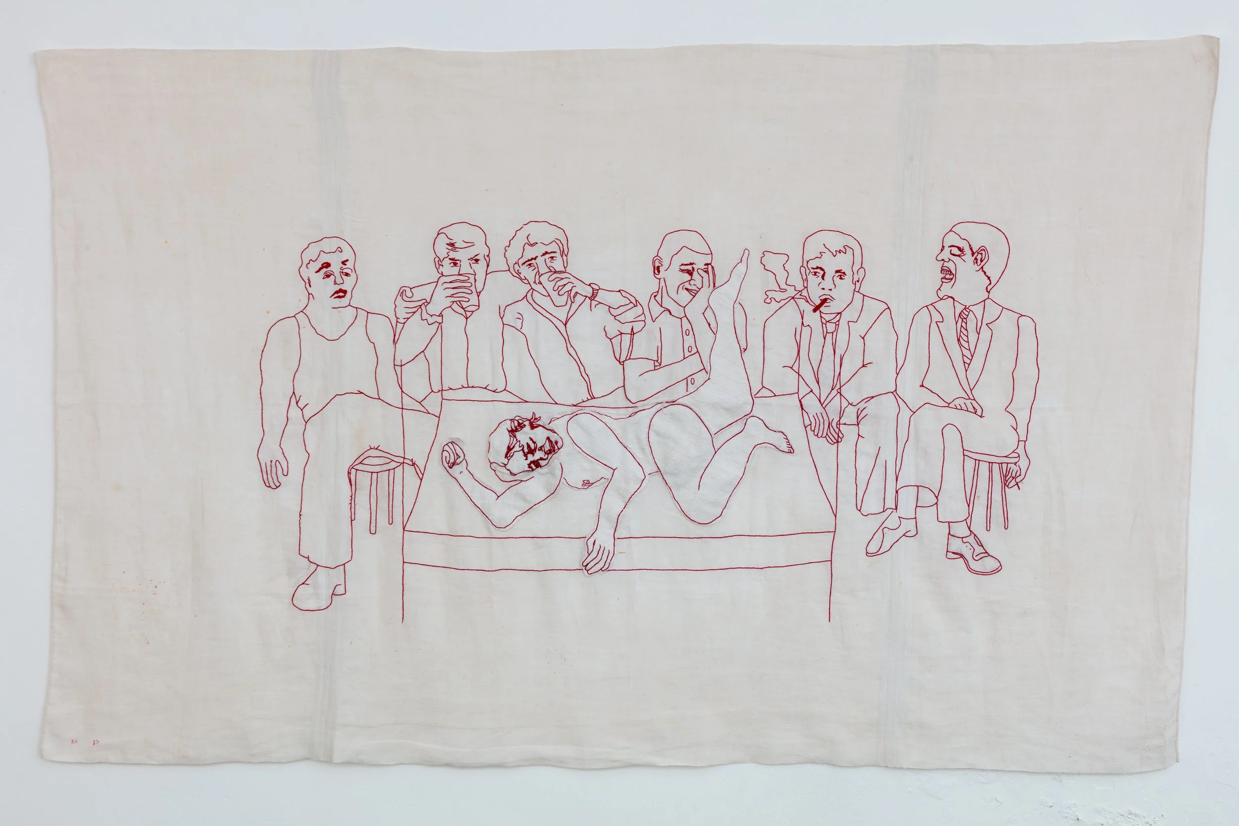 'Dreamscape,' embroidery and applique on linen, 172.72x109.22cm, 2025