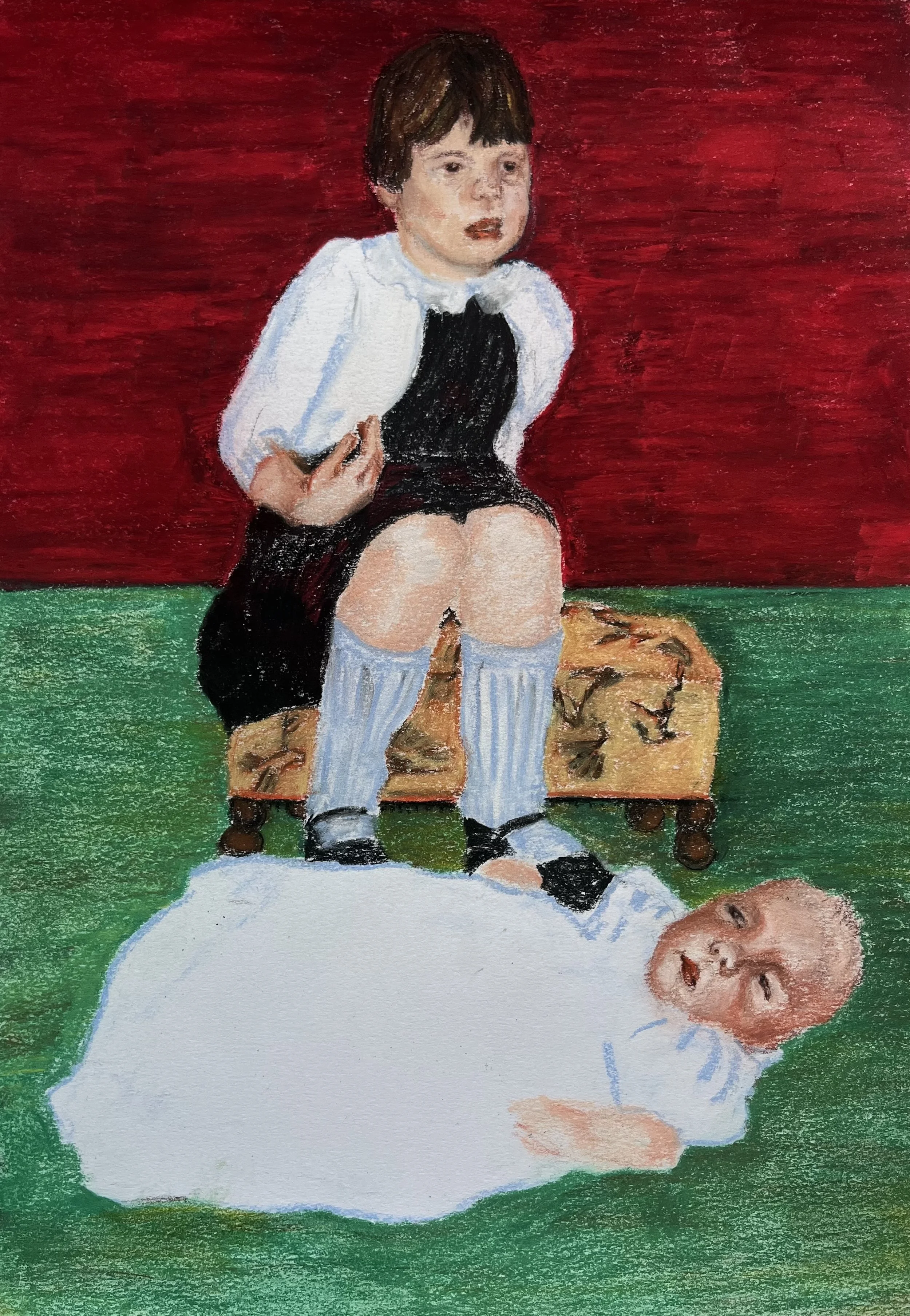 'In Charge,'  soft pastel on paper 