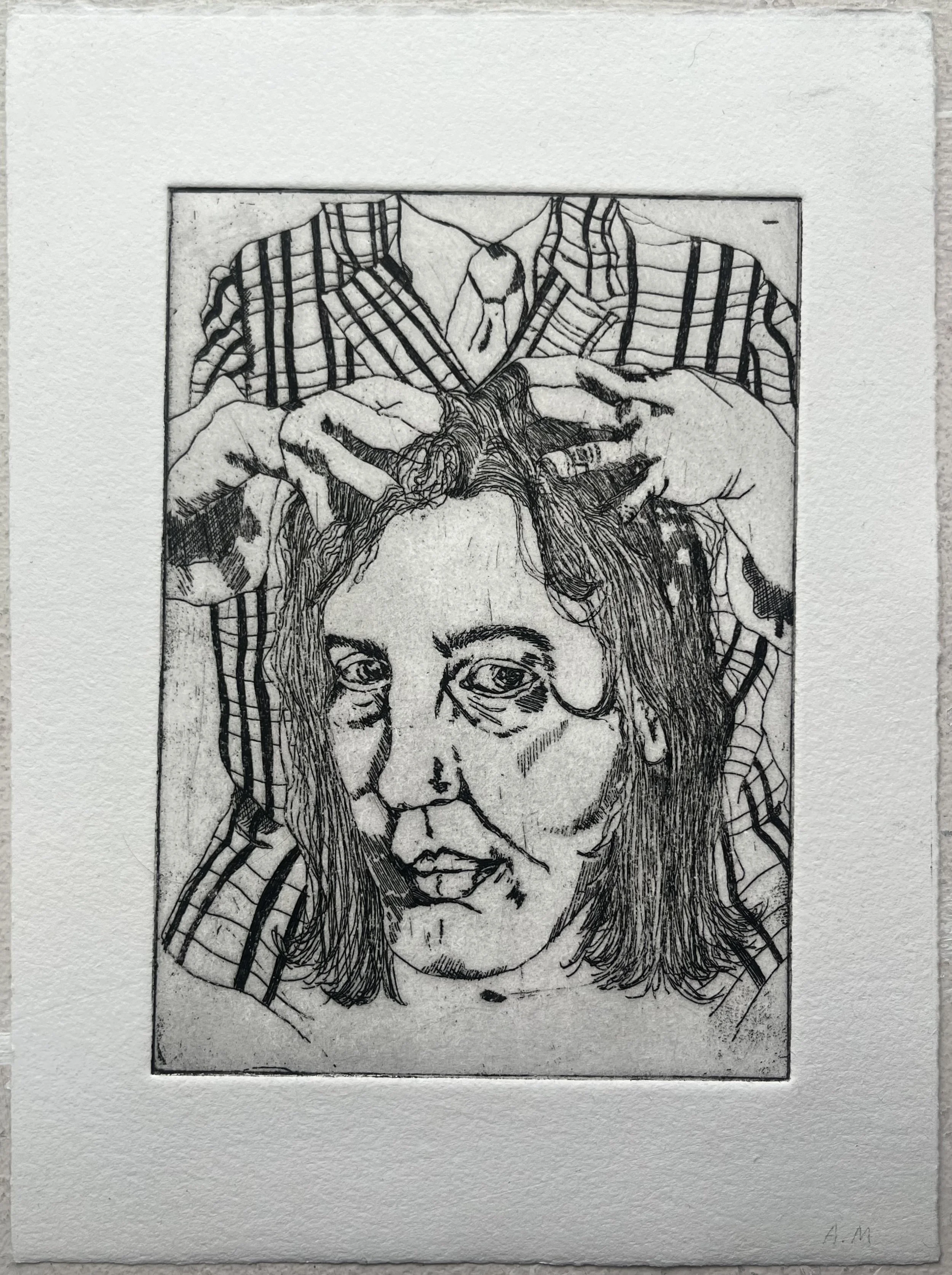 Portrait of a Hairdresser, Etching, 2025