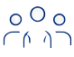Icon of three people with speech bubbles above their heads, representing conversation or communication.