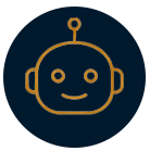 Icon of a smiling robot face with antenna