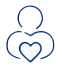 Simple outline of a nurse with a heart shape on her chest and a stethoscope forming a heart around her head