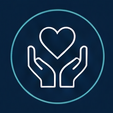 Outline of two hands holding a heart