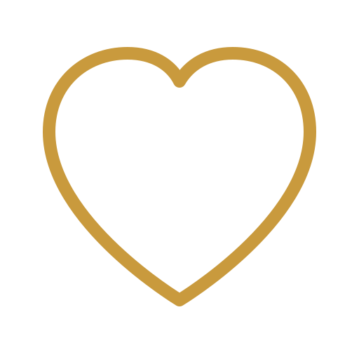 Gold outline of a heart on a black background.