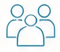 Icon of three people, representing a group or team.