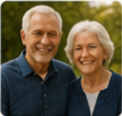 Smiling elderly couple standing together